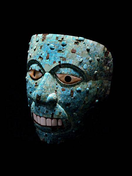 Het turkooizen masker van Xiuhtecuhtli, vervaardigd in de vijftiende eeuw.